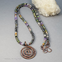 Forged Copper Spiral Pendant Necklace
