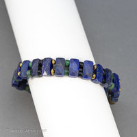 Art Deco Style Lapis Multi Gemstone Stretch Bracelet