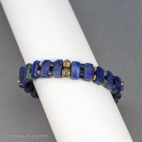 Art Deco Style Lapis Multi Gemstone Stretch Bracelet
