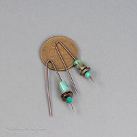 Minimalist Earrings, Copper Wire Threaders with Turquoise Stones