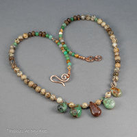 Green and Brown Stone Beaded Necklace