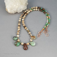 Green and Brown Stone Beaded Necklace
