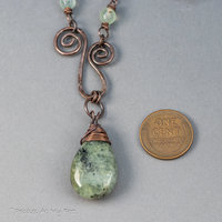 Prehnite Copper Wire Work Necklace in a Rustic Vintage Style