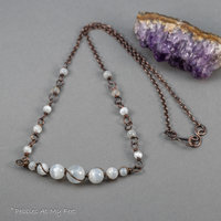 Selenite Copper Wrapped Bar Necklace