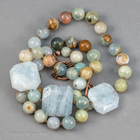Knotted Cord Gemstone Necklace with Natural Aquamarine