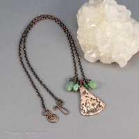 Green Stone and Copper Cottagecore Nature Scene Necklace