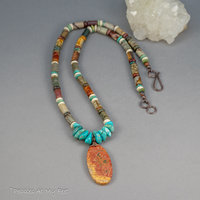 Red Creek Jasper and Turquoise Beaded Necklace 