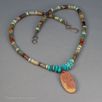 Red Creek Jasper and Turquoise Beaded Necklace 