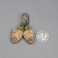 Peridot and Picture Jasper Leaf Earrings 