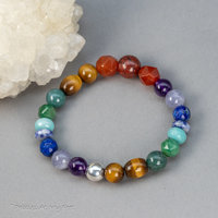 Semiprecious Gemstone Rainbow Stretch Bracelet