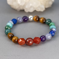 Semiprecious Gemstone Rainbow Stretch Bracelet