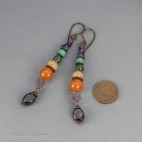 Earthy Natural Stone Rainbow Earrings Handmade in Copper