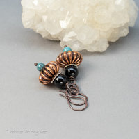 Pueblo Deco Inspired Earrings, Copper and Sterling Silver