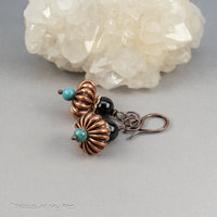 Pueblo Deco Inspired Earrings, Copper and Sterling Silver