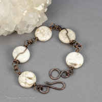 Natural White Magnesite Stone Bracelet in Copper