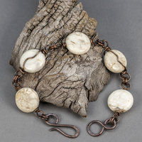 Natural White Magnesite Stone Bracelet in Copper