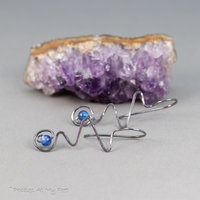 Sterling Silver Wire Zig-Zag Threader Earrings with Kyanite Stones