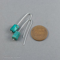 Sterling Silver Wire Threader Earrings with Teal Chrysocolla Stones