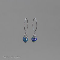 Azurite Malachite Simple Drop Earrings in Oxidized Sterling Silver
