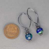 Azurite Malachite Simple Drop Earrings in Oxidized Sterling Silver