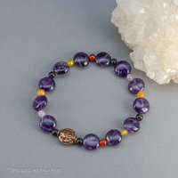 Amethyst Stretch Bracelet with Colorful Natural Stone Accents