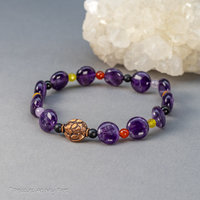 Amethyst Stretch Bracelet with Colorful Natural Stone Accents