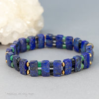 Art Deco Style Lapis Multi Gemstone Stretch Bracelet