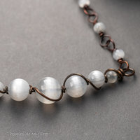 Selenite Copper Wrapped Bar Necklace