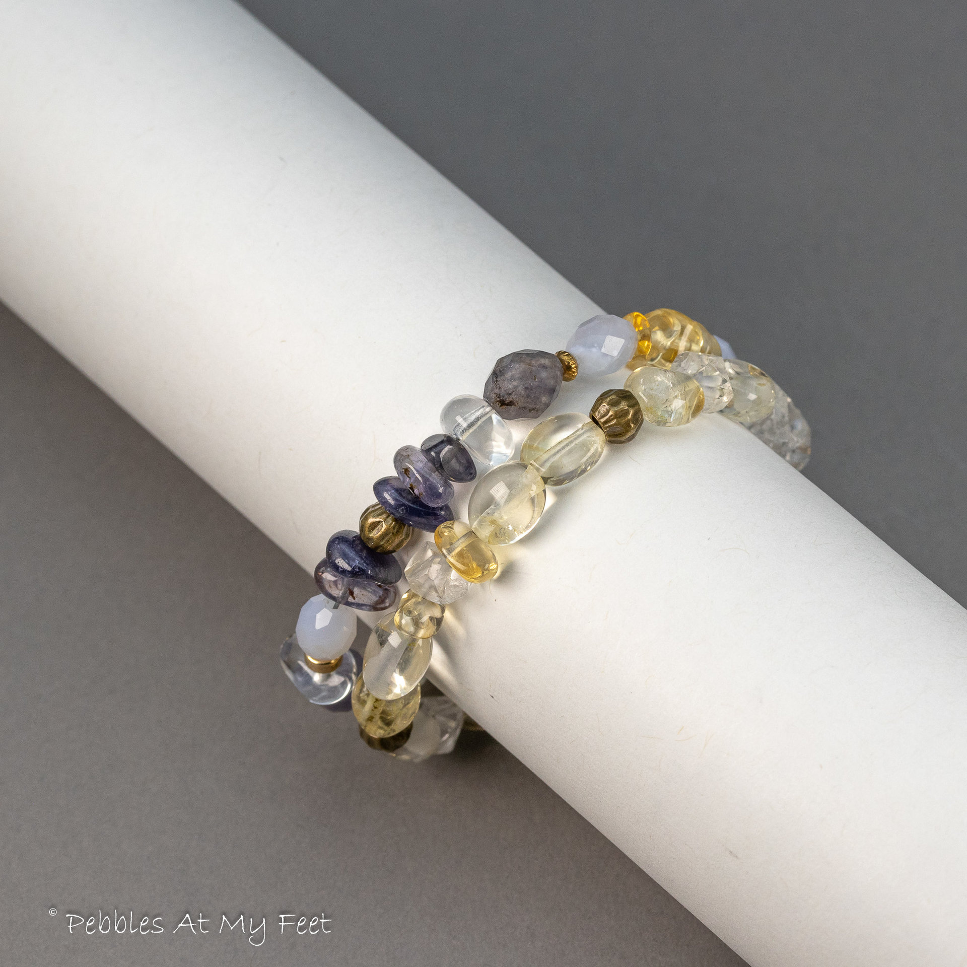 Yellow and Blue Gemstone Double Strand Bracelet