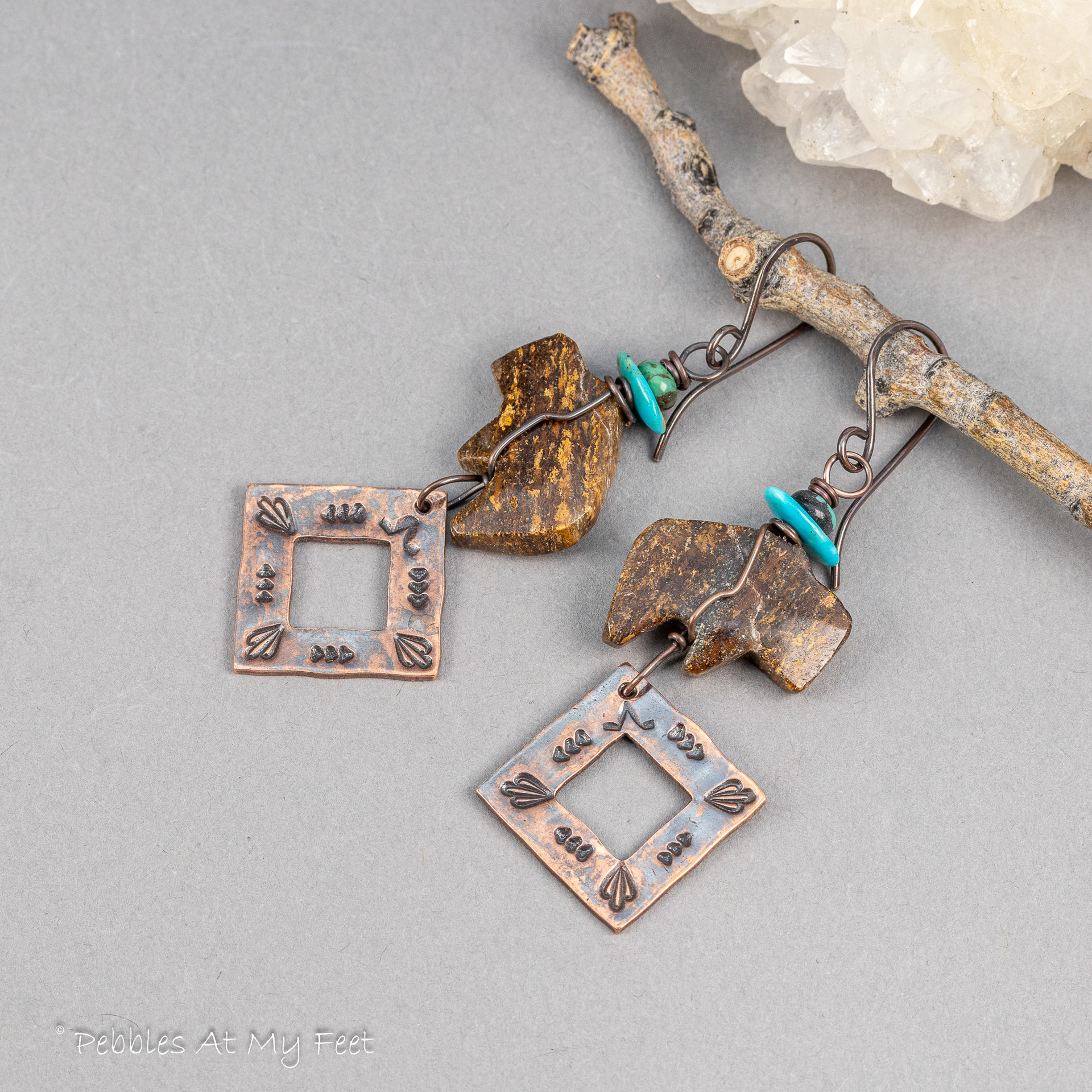 Long Dangle Earrings in a Western Style, Buffalo Earrings