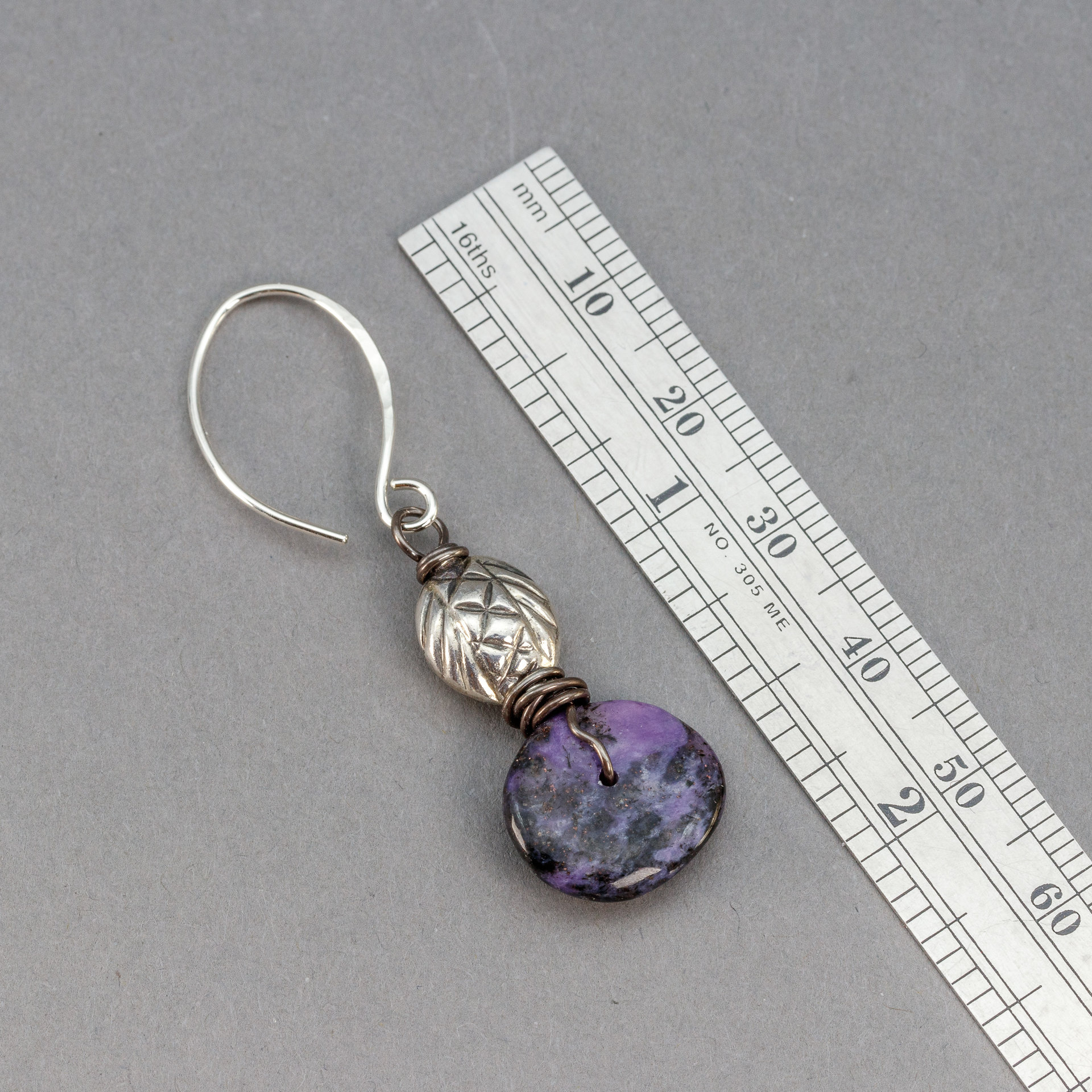 Charoite Earrings Measure 1.875 Inches Long