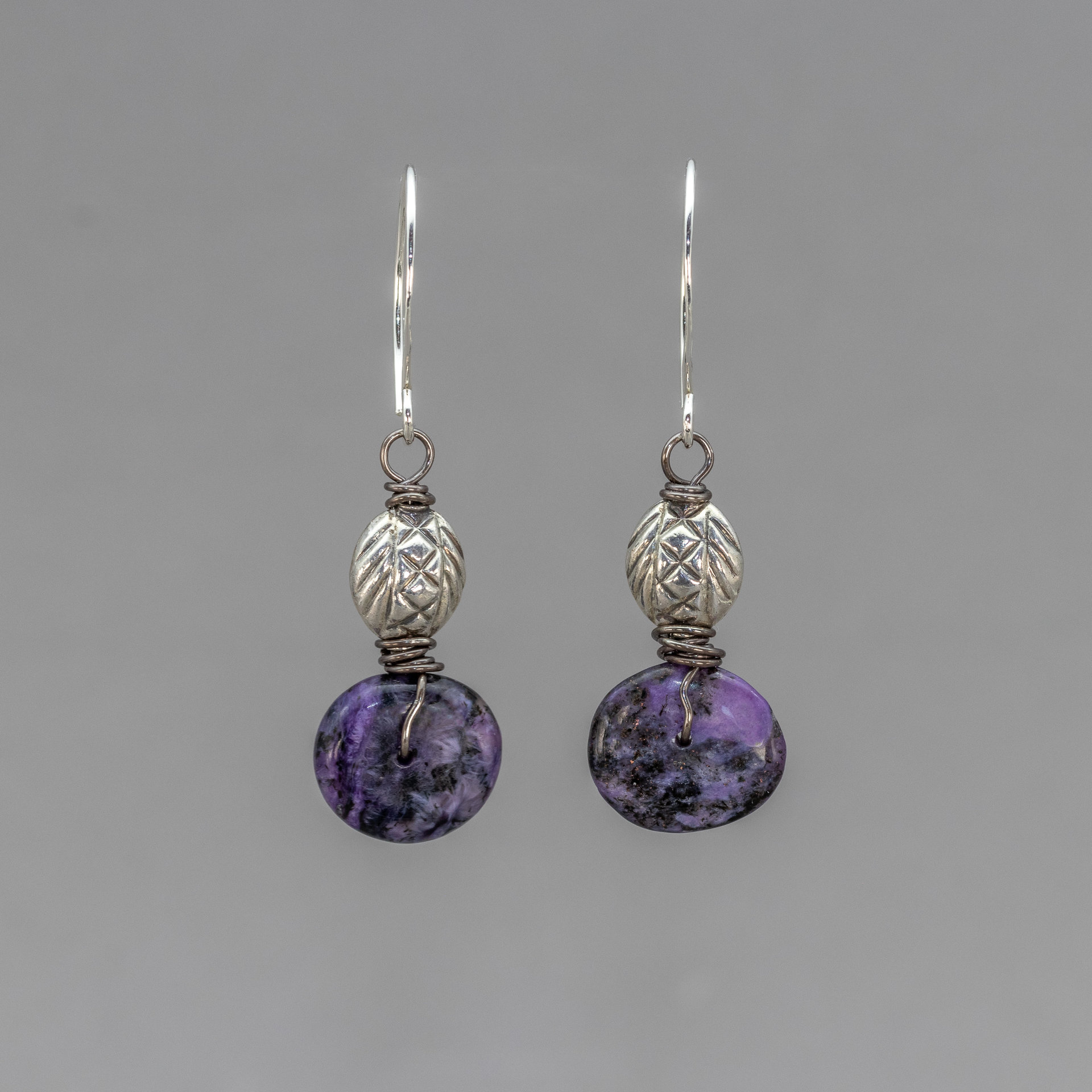 Rustic Charoite Earrings