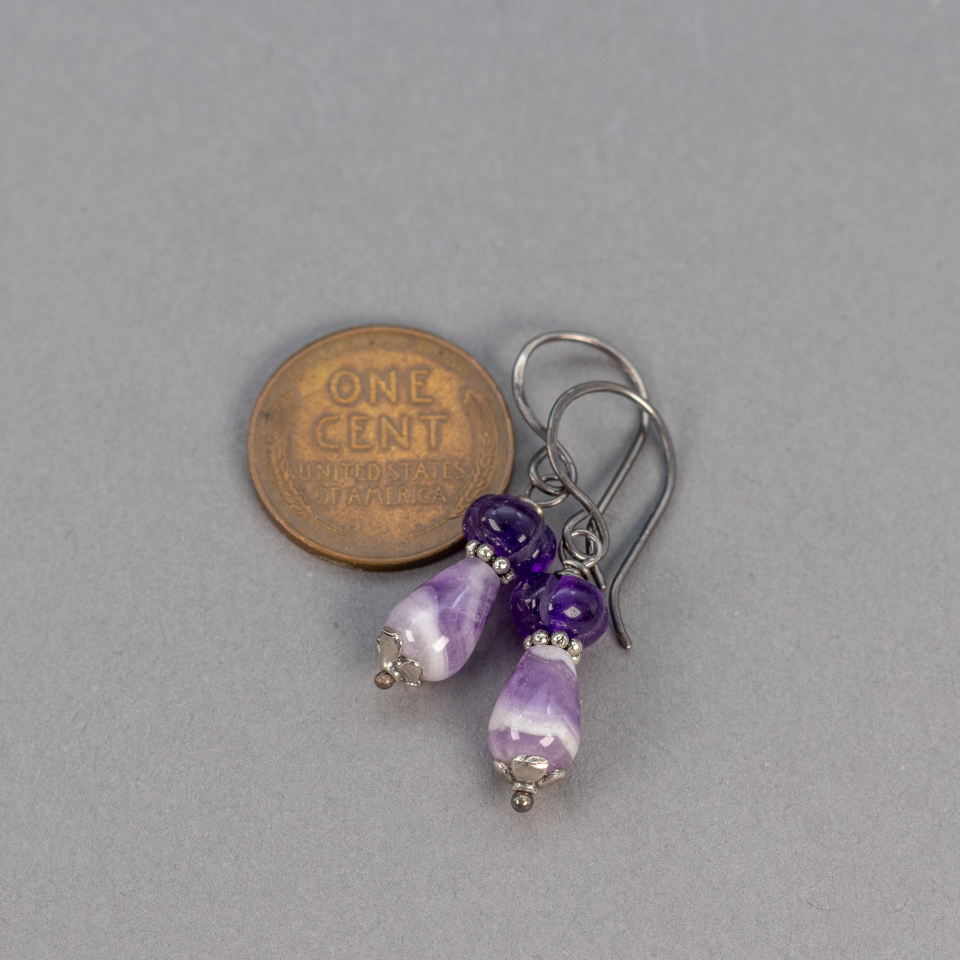 Dainty Purple Stone Earrings, Amethyst Beaded Drop Earrings