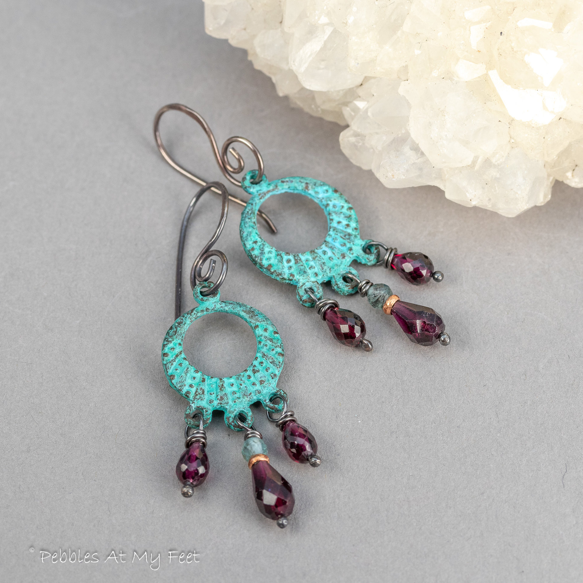 Natural Red Garnet Gemstone Chandelier Earrings