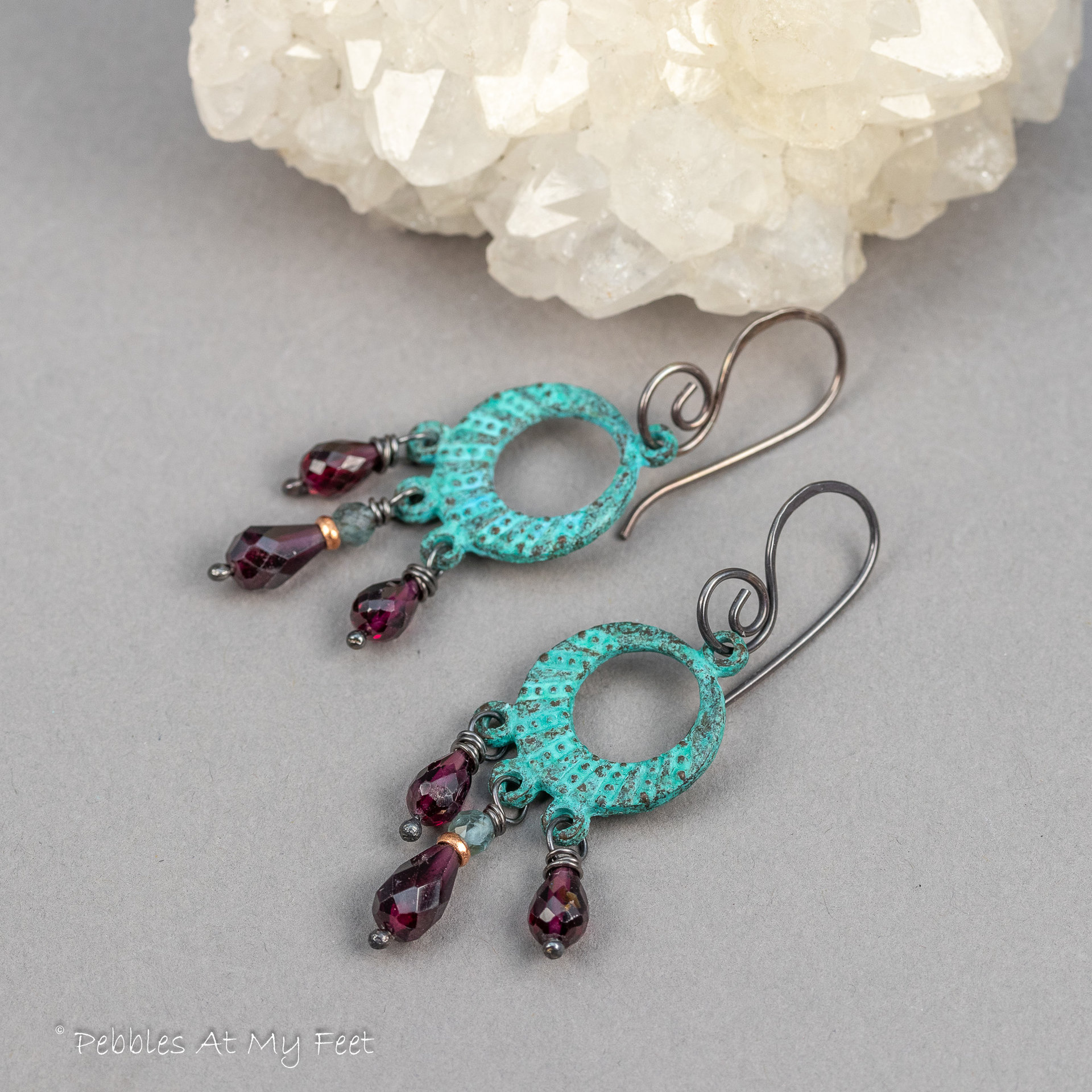 Natural Red Garnet Gemstone Chandelier Earrings