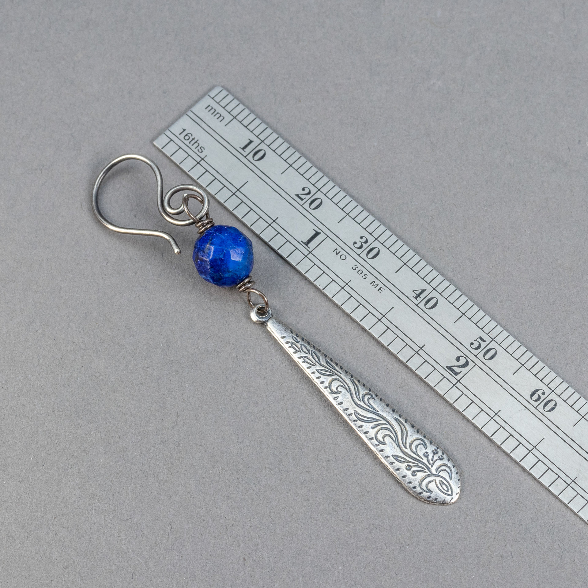 Lapis Dangle Earrings Measure 2.56 Inches Long