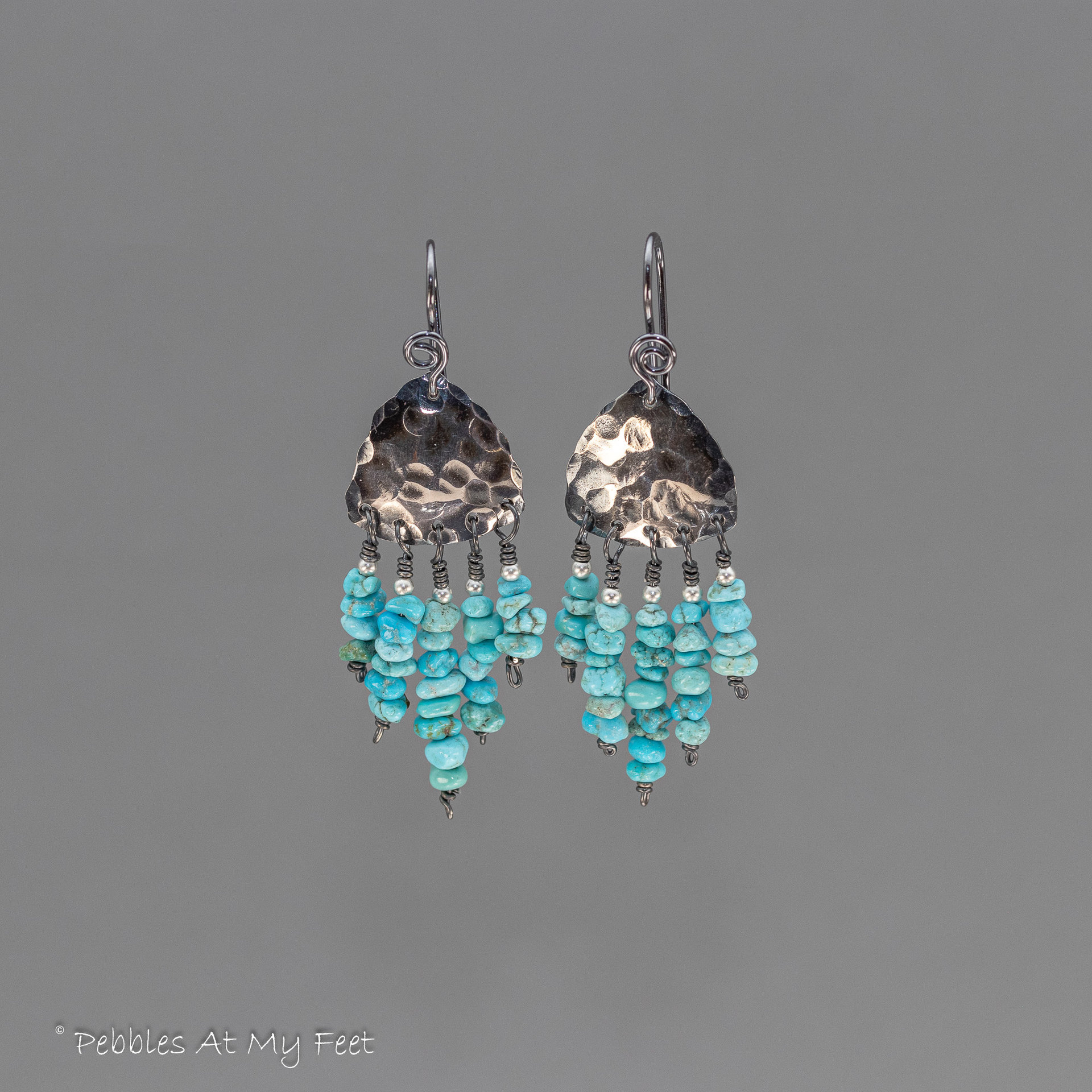 Hammed Silver Chandelier Earrings with Turquoise Gemstones