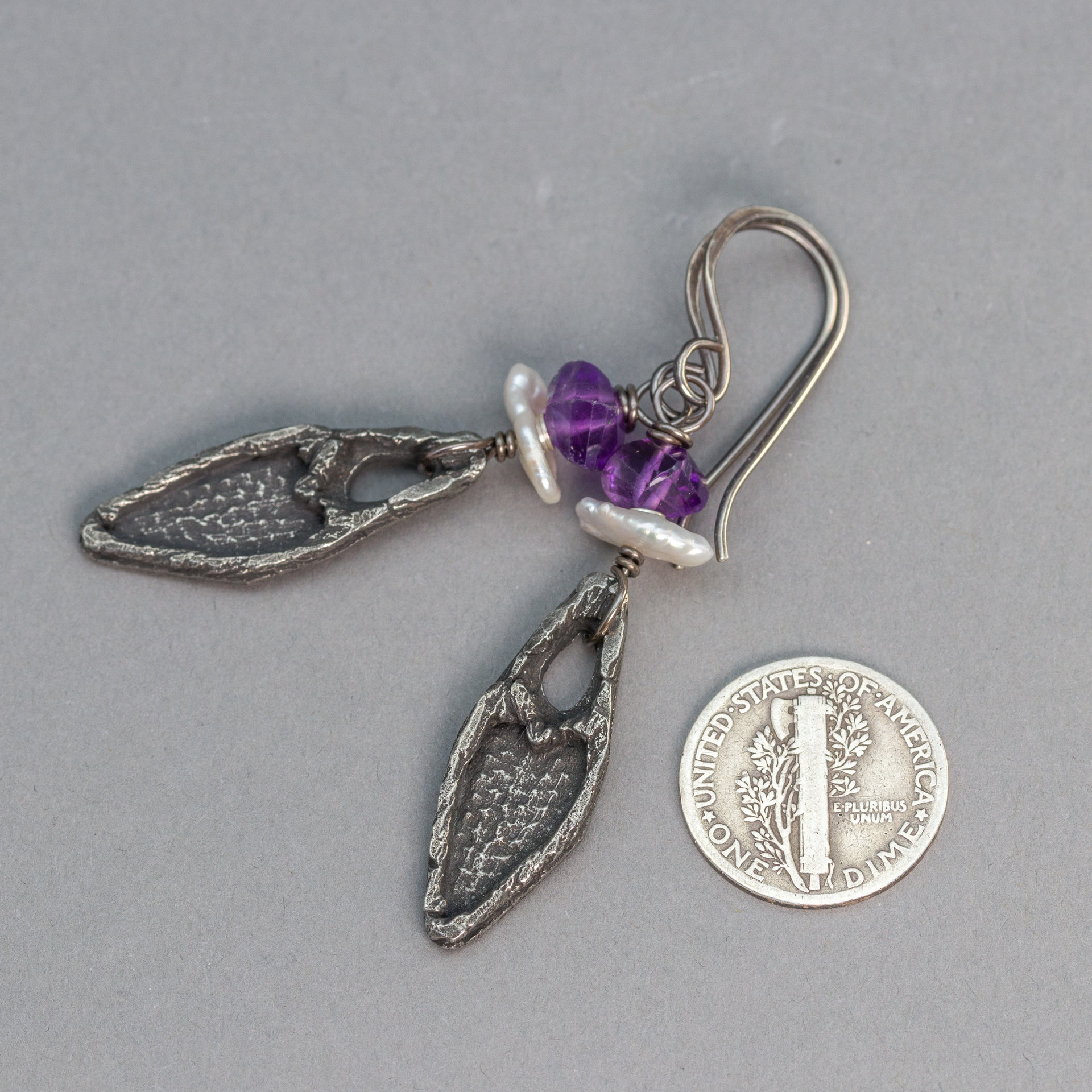 Rustic Heart Dangle Earrings Measure 2.25 Inches Long