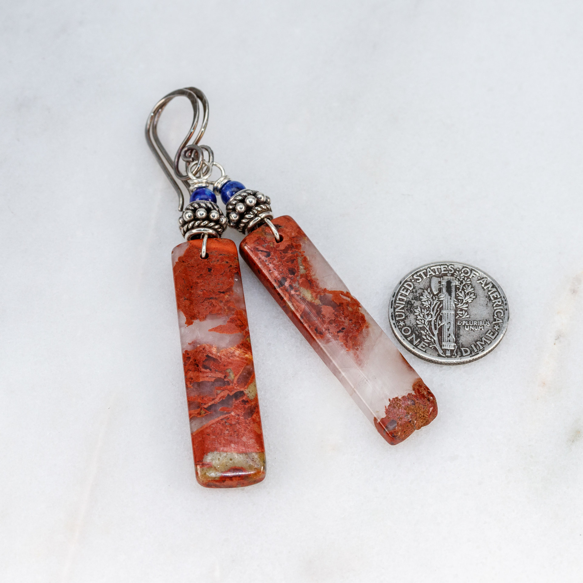 Earthy Red Earrings are 2.625 Inches Long