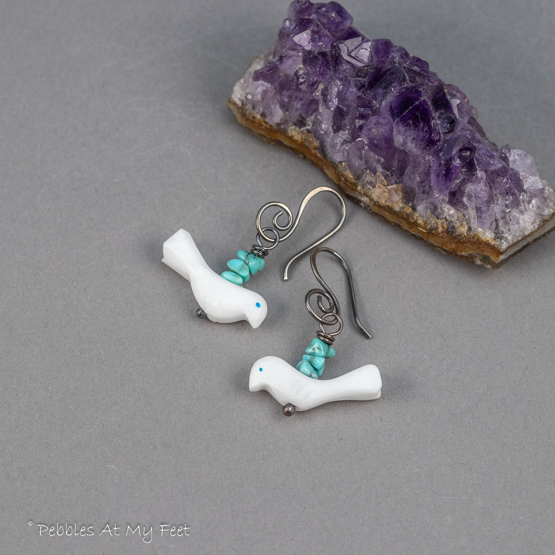 Fetish Style Carved Birds Earrings