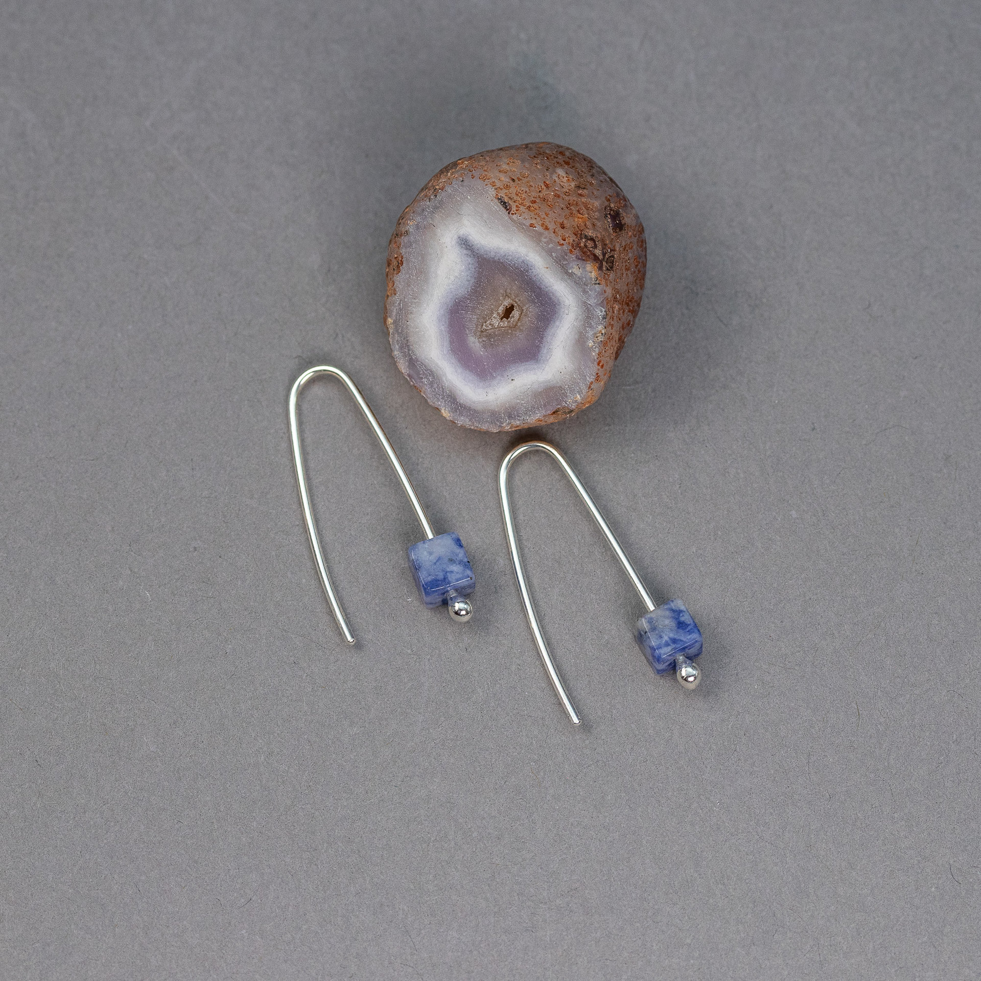 Small Drop Earrings with Blue Sodalite Stone