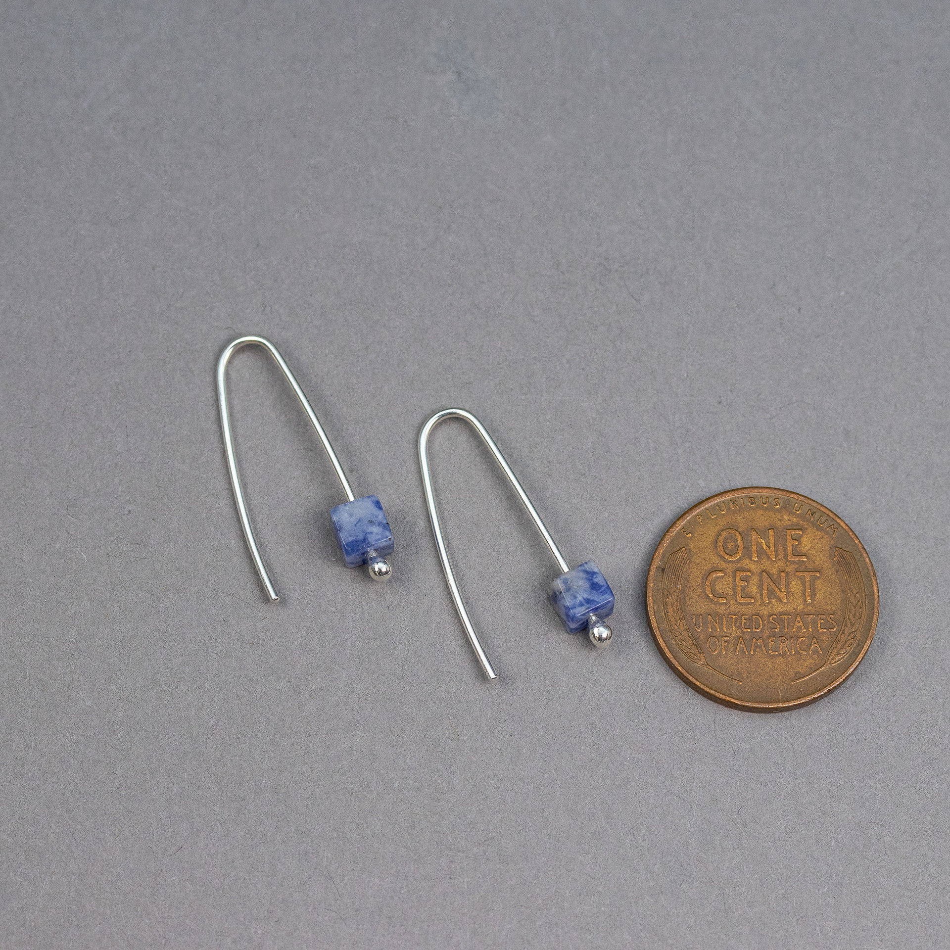 Small Drop Earrings with Blue Sodalite Stone