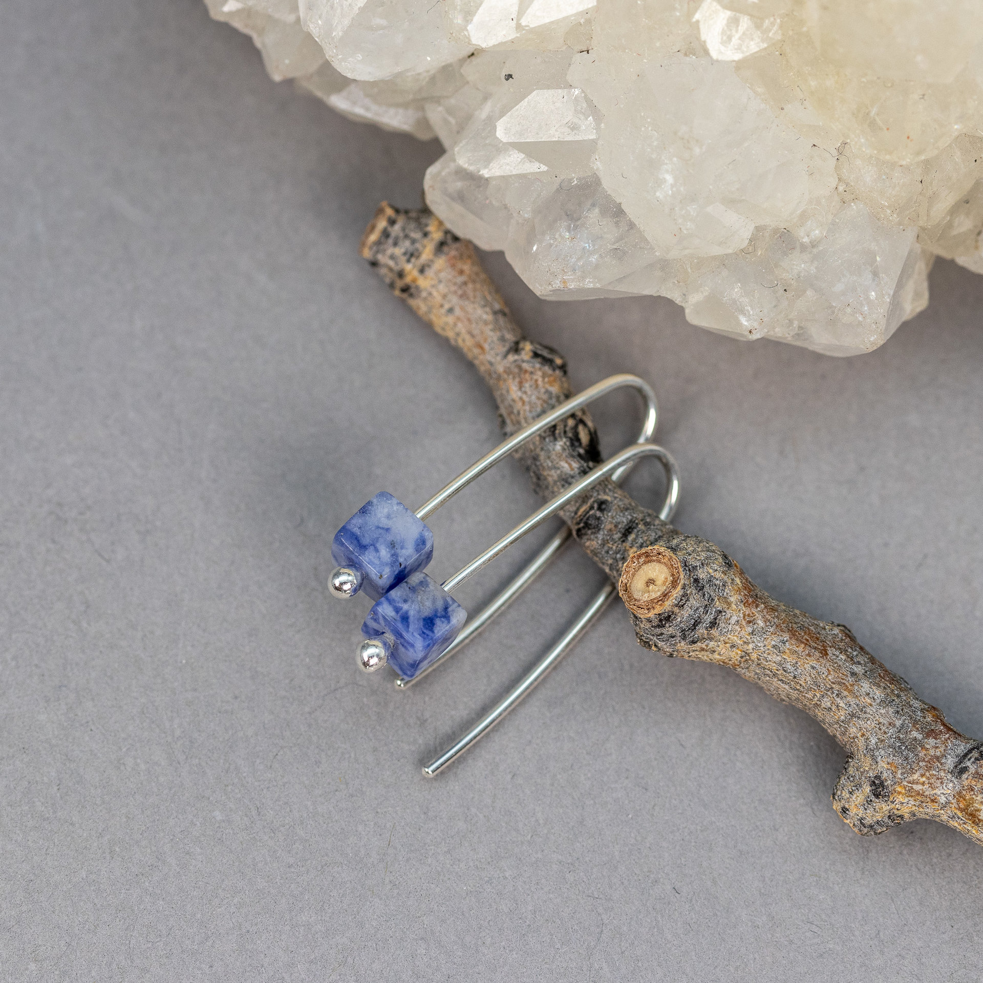 Small Drop Earrings with Blue Sodalite Stone