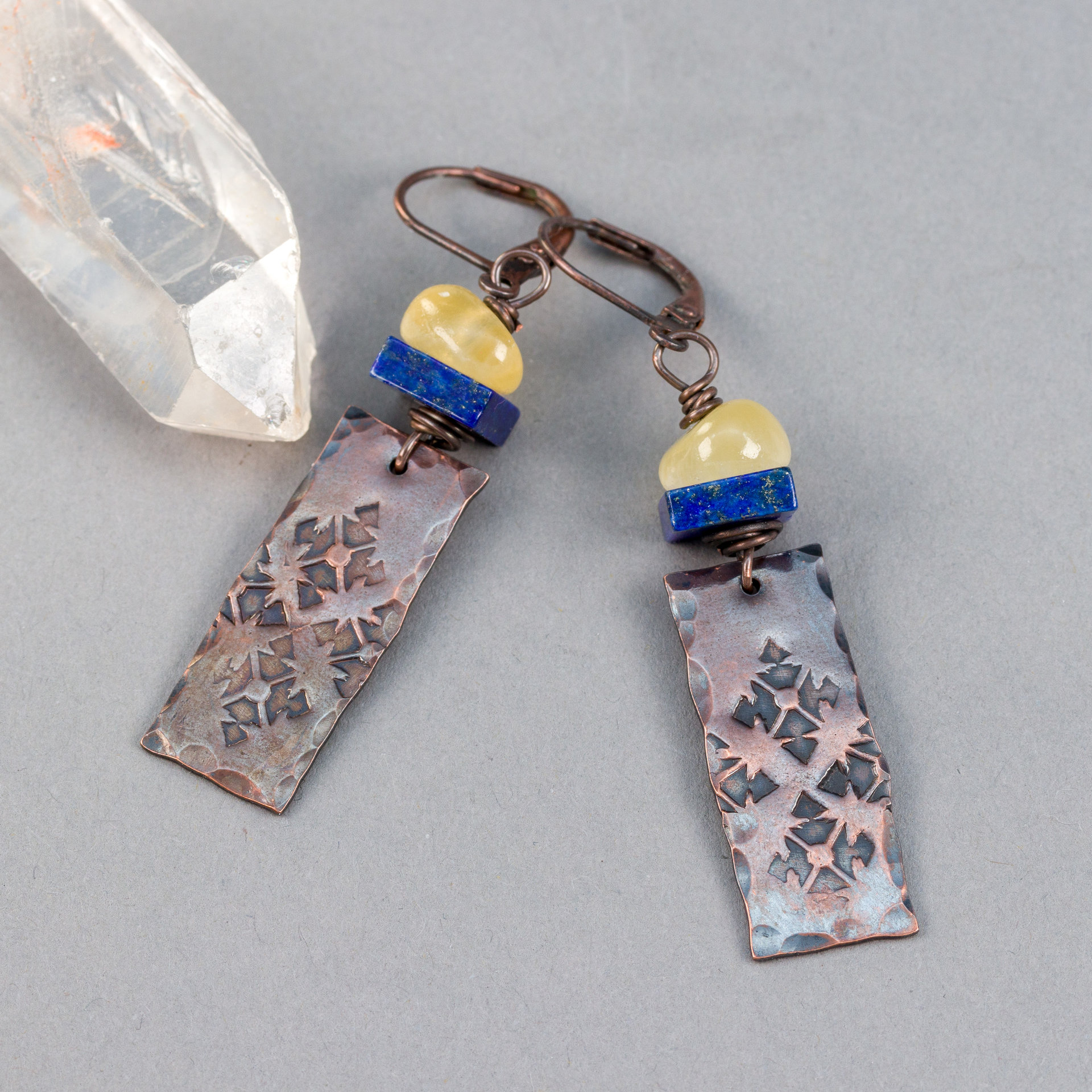 Lapis Copper Dangle Earrings