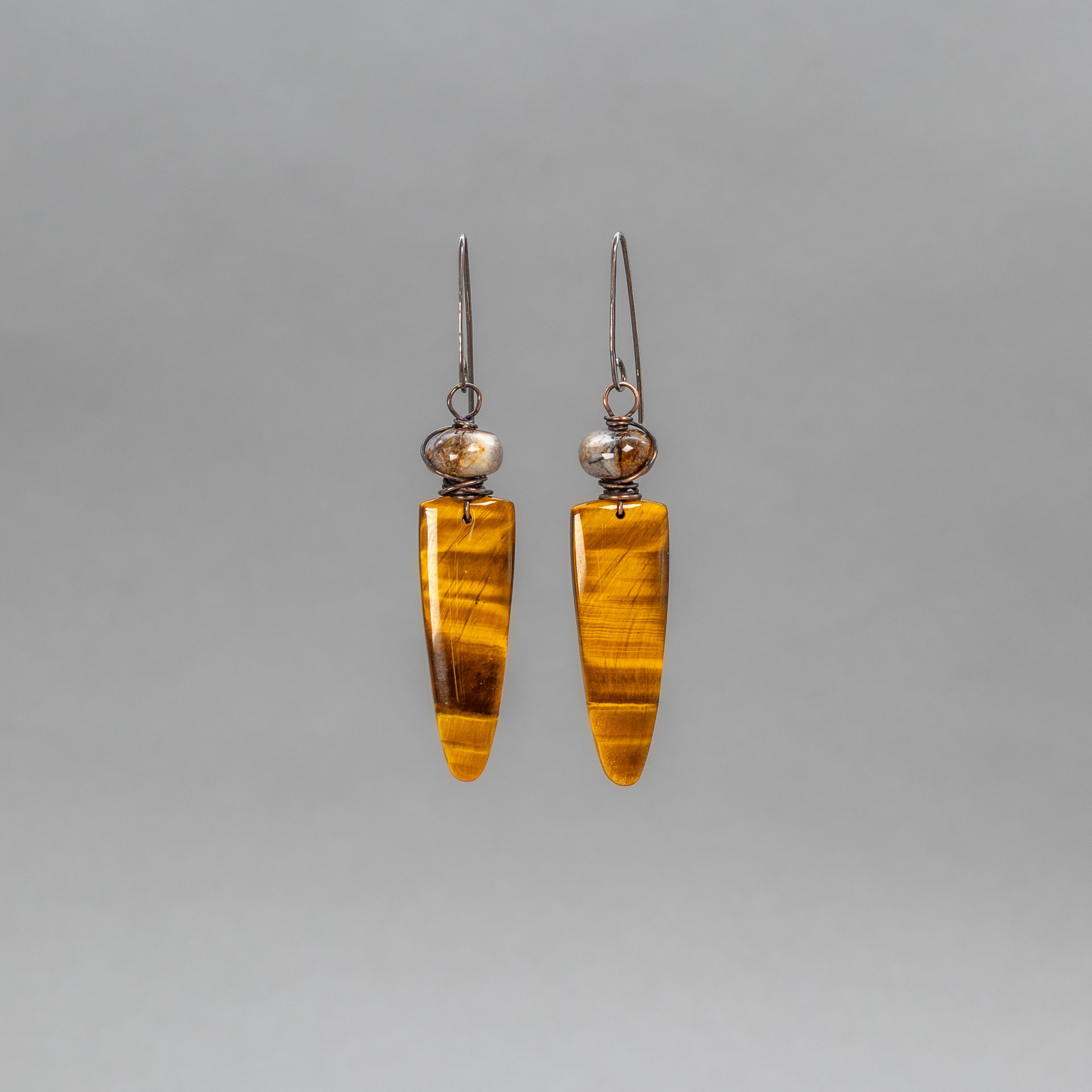 Striking Chatoyant Tiger Eye Earrings, Golden Brown Stone Earrings