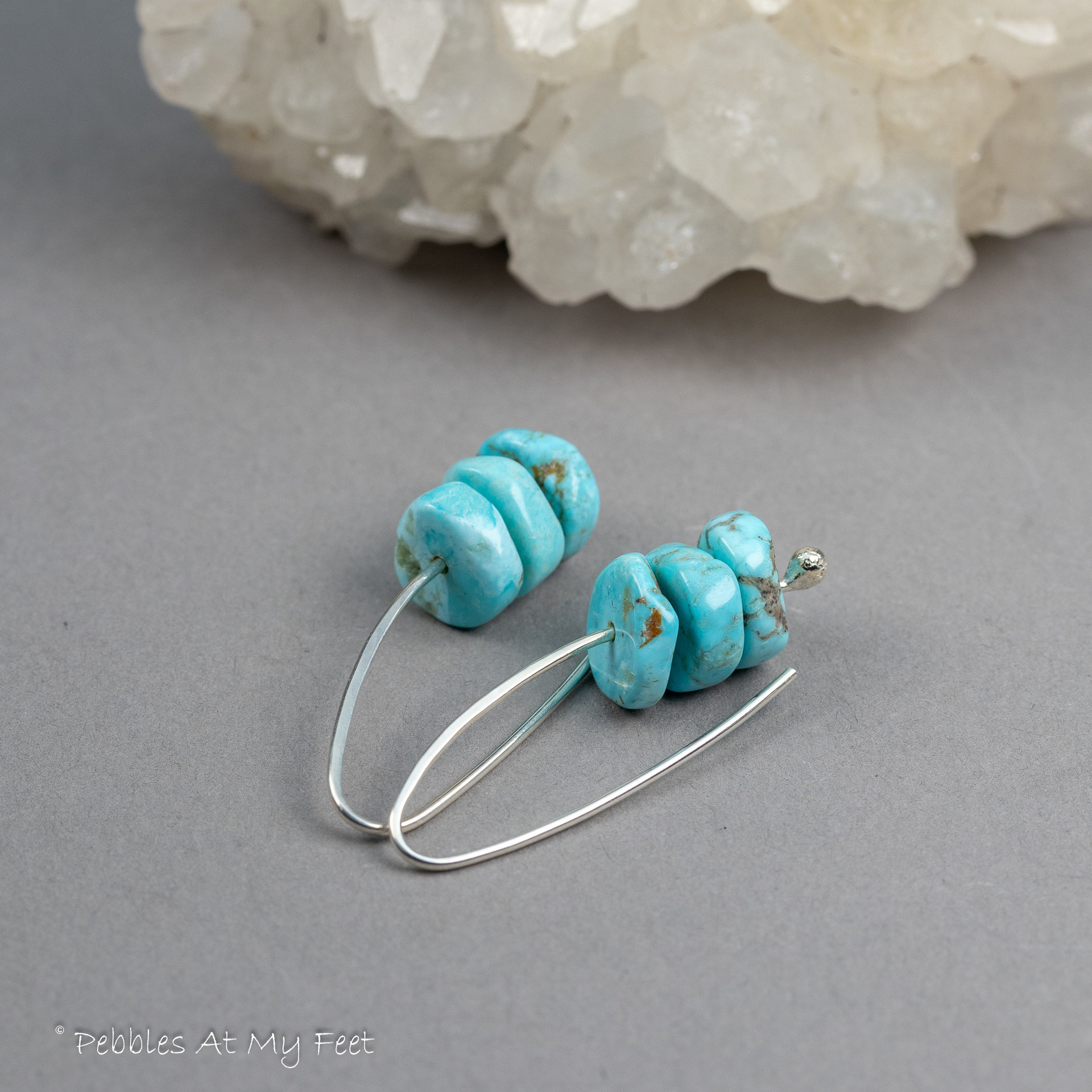 Sterling Silver Earwires with Turquoise Stones