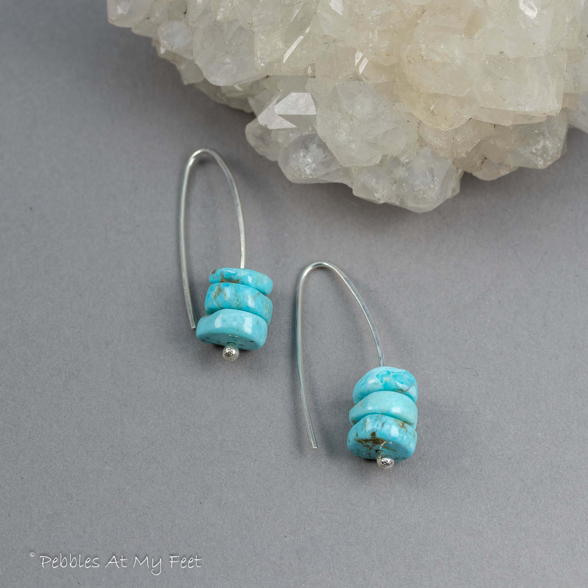 Turquoise Stone Wishbone Earrings