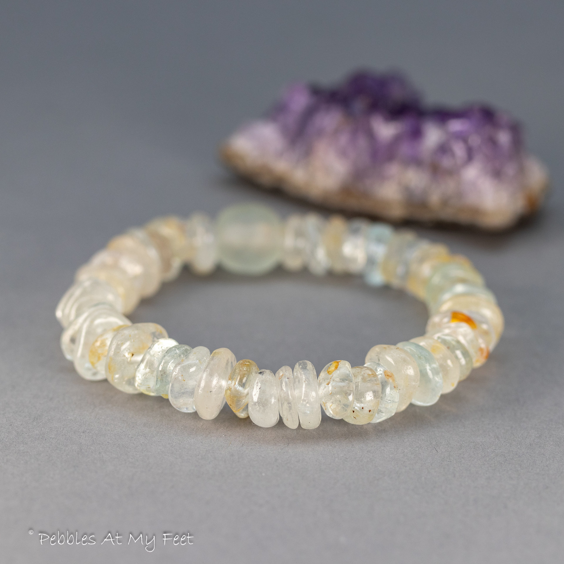 Natural Topaz Bracelet, Beaded Stretch Bracelet for Woman