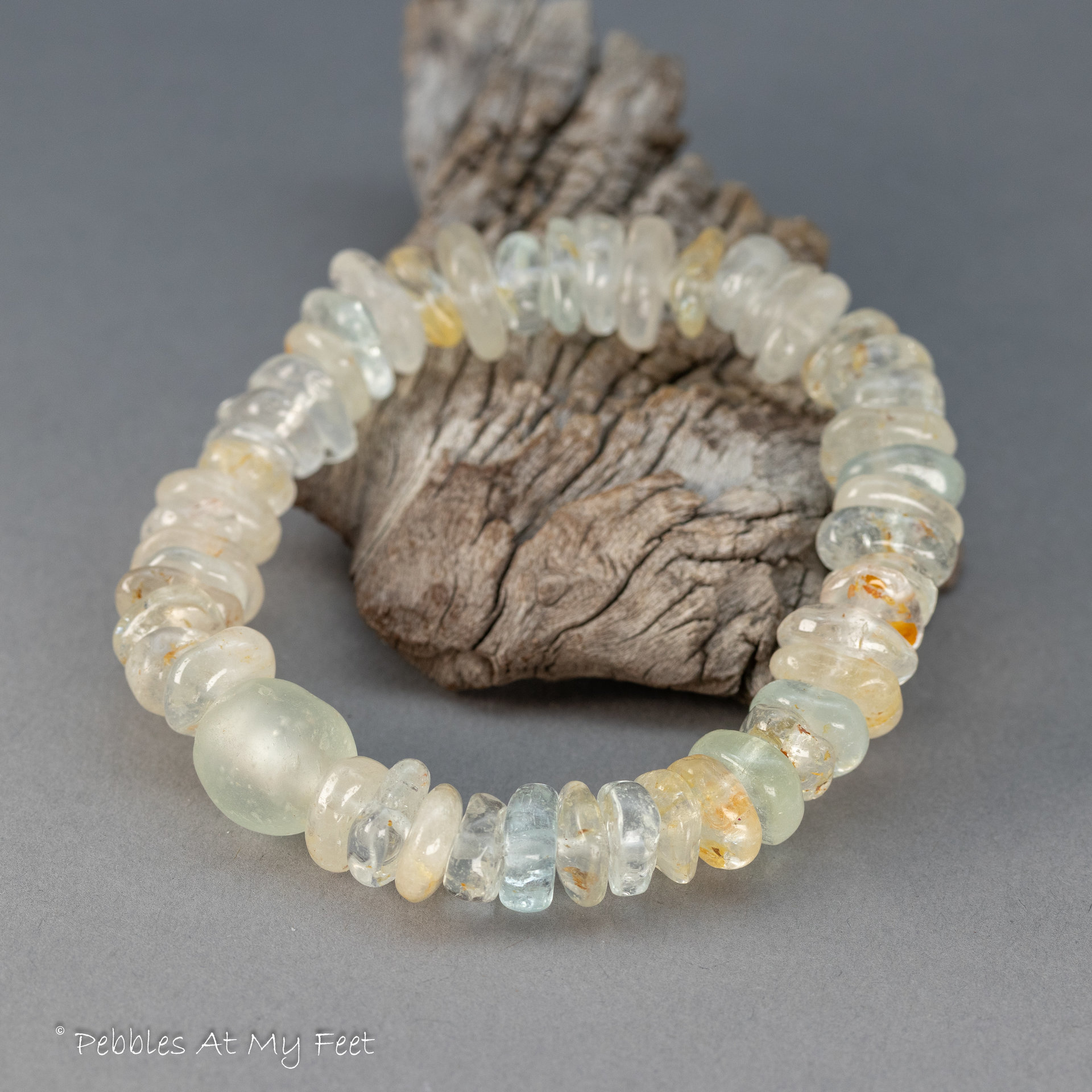 Natural Topaz Bracelet, Beaded Stretch Bracelet for Woman