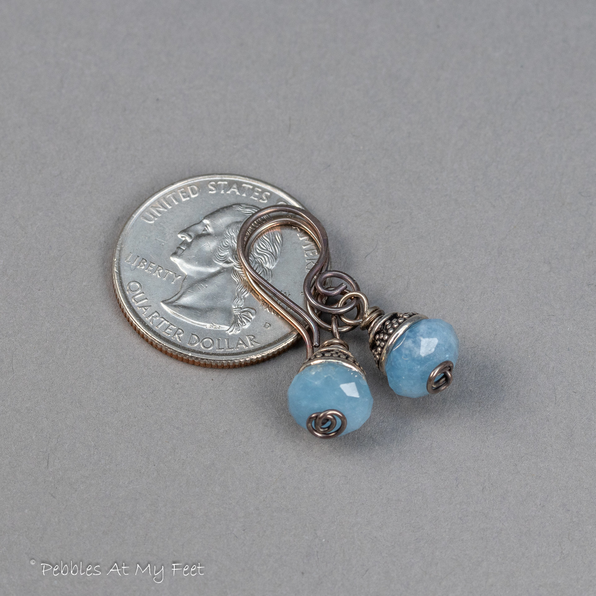 Aquamarine Earrings, Simple Drop Earrings with Blue Gemstones